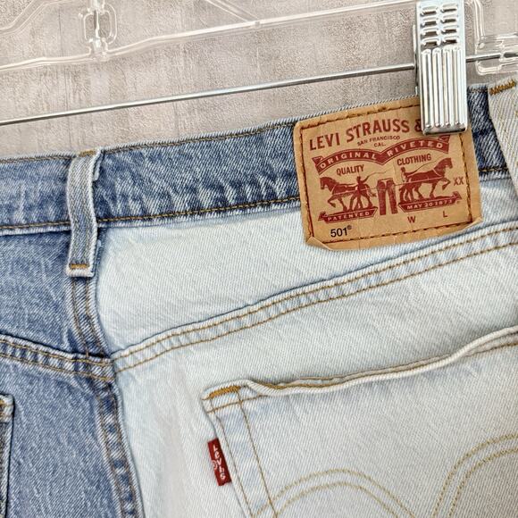 Levi's 501 Cropped Jeans Women’s 30x26 Straight-Leg High Rise Blue Two Tone - Picture 15 of 16